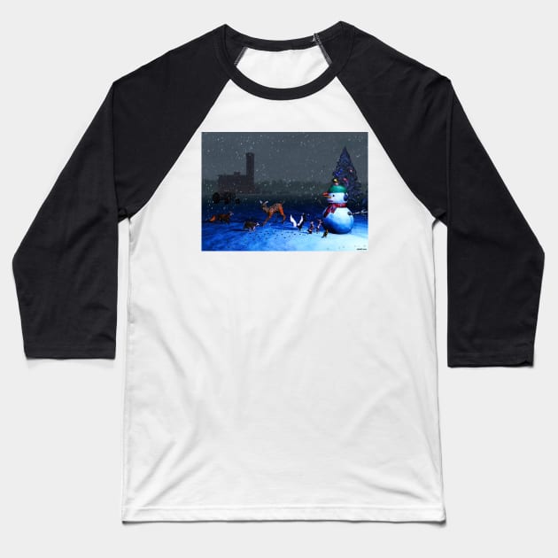 The Snowman's Visitors Baseball T-Shirt by kenmo